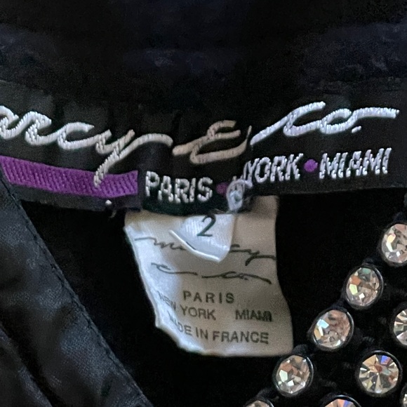 Marcy and Co Paris France, Medium  top, black rhinestone blouse, French clothes - Picture 4 of 11